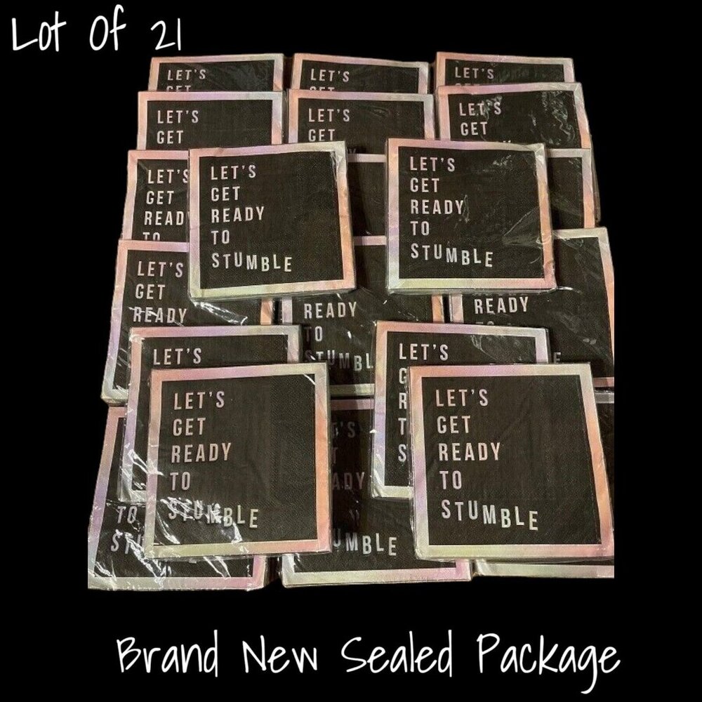 Cocktail Napkins By Design Design "Let's Get Ready to Stumble" Lot 21 New